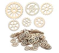 120Pcs Mini Wooden Gear Puzzle Buttons, Wooden Gear Embellishments, Wooden Gear Wheels, Delicate Lightweight Gear Decoration, Wood Slice Ornament for Kids Crafts DIY Painting Decorations