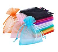 120Pcs Mixed Color Small Organza Bags, 7x9cm Large, Rope Favour, Jewellery, for Wedding Parties, Anniversary, Birthday, and Baby Party Drawstring Gift
