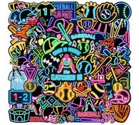 120PCS Neon Baseball Stickers Baseball Party Favors Birthday Party Decorations Vinyl Waterproof Stickers for Water Bottle Laptop Luggage Helmet Gifts for Teens Boys Girls Adult