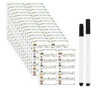 120pcs No-Iron Labels for Clothes with 2 Permanent Fabric Markers, Writable Self-Adhesive Washable School Name Labels Waterproof Garment Name Sticker Laundry Tag for Nursing Home Day Care Camp (White)