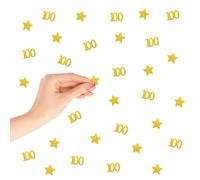 120PCS Number 100 Confetti, Gold Glitter 100th Birthday Paper Confetti, One Hundred Years Paper Scatters, Twinkle Little Star Cut Out for Women, 100th Anniversary Party Decoration