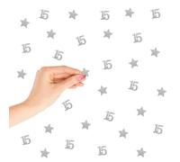 120PCS Number 15 Confetti, Silver Glitter 15th Birthday Paper Confetti, Twinkle Little Star Cut Out for Girls, 15th Anniversary Party Decoration