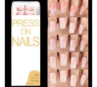 120Pcs Omber Glossy Press On Nails Coffin/Almond/Square Acrylic Fake Nails French Full Covers False Nails In 12 Sizes