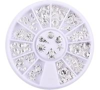 120Pcs/Pack Sliver Nail Art Decorations Mini Ocean Accessories Nail Art Rhinestones Silver Shell Conch Nail Charms Manicure Decor DIY Nail Decoration