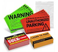 120Pcs Parking Violation Kit - Mixed Pack of 20 Hard-to-Remove Towing Stickers (Green & Red) & 100 Funny Bad Parking Cards - High Visibility Warning Labels for Private Lots, Driveways & Pranks