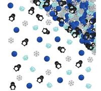 120pcs Penguin Confetti, Winter Onederland Table Confetti, Blue Glitter Snowflake Frozen Ice Arctic Animal Table Scatter for Winter Themed Party Decoration