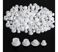 120PCS Plastic Screw Covers - White Hole Plugs Assorted Sizes (5mm/6mm/8mm/10mm) for Nail, Screw, Partition Holes in Cabinets, Brackets, Shelves