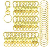120PCS Premium Swivel Lanyard Snap Hook with Key Rings (Gold)