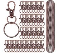 120PCS Premium Swivel Lanyard Snap Hook with Key Rings (red Bronze)