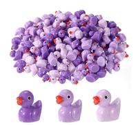 120pcs Purple Theme Mini Resin Ducks, Cute Small Tiny Ducks Miniature Dollhouse Decor for Vase Filler Micro Landscape Miniature Garden Dollhouse Decor
