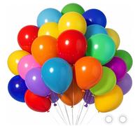120Pcs Rainbow Balloon Set, 12 Inch Rainbow Party Balloon Bouquet with 12 Assorted Colors Latex Balloons Kit for Birthday Party Decorations,Wedding,Baby Shower, Multicolour Balloon