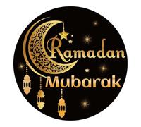 120pcs Ramadan Eid Mubarak Stickers, 1.97in Self-Adhesive Eid Stickers Black and Gold Ramadan Kareem Labels for Muslim Islamic Party Decoration Favors Envelope Seal Gift Wrapping Candy Box (Style 2)
