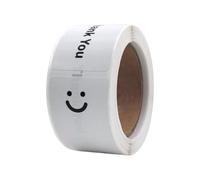 120Pcs Rectangular 76x25mm Smiling Face Thank You Label Adhesive for Gifts Wrapping Birthday Wedding Rectangle Decorative Sticker