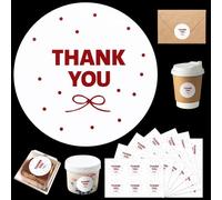 120Pcs Red Bow Thank You Stickers 2 Inch 5cm Self-Adhesive Round Gift Wrapping Stickers Small Business Seal Labels for Baby Shower Birthday Wedding Graduation Party Favors Packaging Envelopes