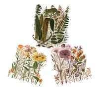 120pcs Retro Fern Leaves Stickers Set,Vintage Plants Flowers Decorative Stickers,Self-Adhesive PET Transparent Waterproof Fern Leaves Stickers for Journaling Crafts Cards Album,Scrapbooking, Journal