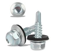 120PCS Roofing Screws with Rubber Washers 4.8x16mm Hex Head Self Tapping Screws Tech Screw for Metal Zinc Plated Corrugated Roofing Cladding Steel Screw for Tin Roof