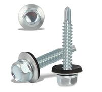 120PCS Roofing Screws with Rubber Washers 4.8x35mm Hex Head Self Tapping Screws Tech Screw for Metal Zinc Plated Corrugated Roofing Cladding Steel Screw for Tin Roof