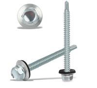 120PCS Roofing Screws with Rubber Washers 4.8x55mm Hex Head Self Tapping Screws Tech Screw for Metal Zinc Plated Corrugated Roofing Cladding Steel Screw for Tin Roof