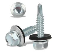 120PCS Roofing Screws with Rubber Washers 5.5x25mm Hex Head Self Tapping Screws Tech Screw for Metal Zinc Plated Corrugated Roofing Cladding Steel Screw for Tin Roof