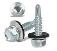 120PCS Roofing Screws with Rubber Washers 6.3x25mm Hex Head Self Tapping Screws Tech Screw for Metal Zinc Plated Corrugated Roofing Cladding Steel Screw for Tin Roof