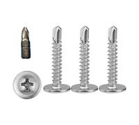 【120Pcs】Self Tapping Screws M4.2x13mm - 410 Stainless Steel Wafer Head Self Drilling Screws for Sheet Metal, Wood, Aluminum, Plastics - Rustproof & Durable Fasteners Kit