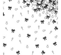 120pcs She’s Tying the Knot Bridal Shower Confetti, Black Bow Bachelorette Table Confetti, Black&Silver Glitter Gothic Coquette Table Scatter, Coquette Engagement/Wedding Party Decoration