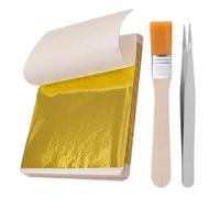 120PCS Sheets Gold Leaf, Imitation Gold Leaf Sheets Gold Leaf Kit with Brush Tweezer for Cakes Drinks Beauty Routine Makeup Health Craft Projects and Nail Art Design