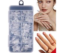 120pcs Short Almond Nail Ti/ps,Half Cover Clear Matte Nail Ti/ps,French False Nails Ti/p Extensions,Soft Gel Full Cover Matte N/ail Ti/ps,Nail Art Ti/ps with Assortment Box,12 Sizes for Manicure DIY