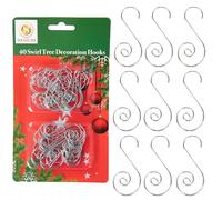120Pcs Silver Christmas Ornaments Hangers Hooks for Christmas Tree Baubles, String Lights - Reusable Swirl S Hooks for Easy Xmas Art Craft Decorations