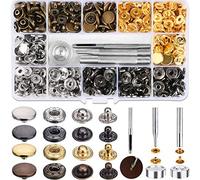 120pcs Snap Fasteners Copper Bronze Snap Fasteners for Purse Leather Wallet Craft Jacket (12.5mm)