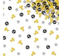 120pcs Soccer Confetti, Soccer Ball Table Confetti, Black&Gold Glitter Trophies Soccer Table Scatter for Kids, Soccer Birthday Table Decoration, Sport Themed Party Supplies