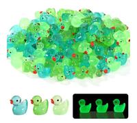120pcs St Patrick's Day Mini Resin Ducks, 3 Color Miniature Glow in the Dark Ducks for St Patrick's Day Decorations and Favors(Green, Fluorescent Green, Lake Blue)