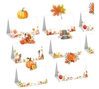 120PCS Thanksgiving Fall Pumpkin Place Cards Harvest Name Folded Name Tags Blank Thankful Autumn Pumpkins Greeting Cards for Dinner Place Setting Party Supplies
