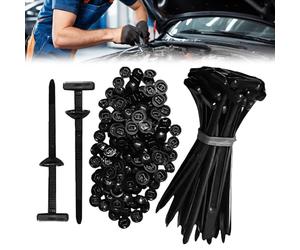 120Pcs Universal Nylon Cable Tie Buckles, Including Self-Locking Nylon Cable Ties, Bumper Retainer Clips, and Plastic Rivets. NylonUniversal Cable Tie Buckle Suitable for Car Repairs and Quick Fixes