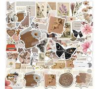 120Pcs Vintage Aesthetic Scrapbook Stickers, Waterproof Vinyl Stickers for Journals, Planners & Water Bottles, Scrapbooking Autumn Retro Stickers Supplies for DIY Crafts, Laptop, Phone Teens & Adults