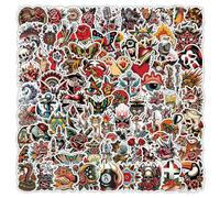 120PCS Vintage Graffiti Tattoo Stickers Packs for Adults Teens, Retro Horror Skull Waterproof Vinyl Sticker for Water Bottles Laptops Cars Skateboards Mens Cave Decorations