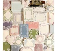 120Pcs Vintage Scrapbook Decorative Paper Set, Embossed Pattern Small Writing Notes Paper Blank Card 4 Boxes for Scrapbooking Junk Journaling Card Making Gift Tags Labels Non-Sticky