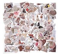 120Pcs Vintage Stickers Waterproof Scrapbook Aesthetic Sticker Mixed Laptop Decals Handbook Junk Journal Stickers Cute Scrapbooking Journaling Supplies for Daily Planner Water Bottles DIY Paper Crafts