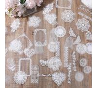 120PCS Wedding Stickers Scrapbook Supplies, Self-Adhesive PET Transparent Lace Bride Sticker Waterproof Cutout Scrapbooking Embellishments for DIY Decoration Making Notebook Frame Album Handmade