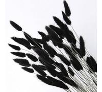 120Pcs White Bunny Tails Pampas Grass, Dried Bunny Tails Natural Flower 17 inch, Flower Arrangements Wedding Dried Flowers Bouquet Home Boho Decoration,Black