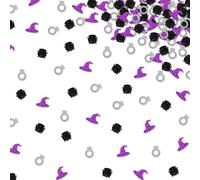 120pcs Witch Bachelorette Confetti, Halloween Wedding Paper Confetti, Purple Glitter Magic Hat Cauldron Table Scatter for This Witch Is Getting Hitched Party Decoration