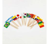 120Pcs World Flag Cocktail Picks - Bamboo Toothpicks for Parties & Bars