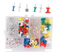 120Pieces Colored Push Pin Cork Notice Board Thumb Tacks Drawing Pins Assorted Color Push for Bulletin Board Clear Storage Box