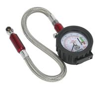 120psi Premium Tyre Pressure Gauge & Tread Depth Reader - 335mm Armoured Hose