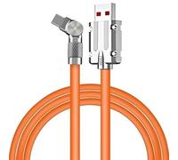 120W 6A High Speed Elbow USB Type-C Charging Cable, Soft Silicone, Data Transfer, 80W Power Delivery, Compatible with Samsung S23/S22, Xiaomi/Redmi K50/P60/P40 Phones