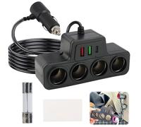 120W 7 in 1 Car Cigarette Lighter USB Charger, Multi Socket Car Charger Splitter Adapter with 4 Sockets and 3 USB Ports QC 3.0 USB 3.1 PD 3.1, Multi Device Fast Charging for 12V 24V Vehicles, Phones