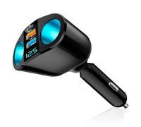 120W Car Charger Adapter 12V/24V USB C Car Charger Cigarette Lighter Splitter QC3.0 & PD Cigarette Lighter with LED Voltmeter Double Adapter for Smart Phones GPS Dash Cam Vehicle Devices