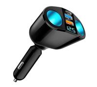 120W Car Charger Cigarette Lighter Adapter USB C QC3.0 and PD, 12V Multi-Socket Lighter Splitter Fast Charging Dual Cigarette Socket with LED Voltmeter Car Phone Charger USB Adaptor for GPS Dash Cam