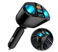 120W Car Cigarette Lighter Adapter, 12V-24V Car Cigarette Lighter USB Charger, Dual USB C QC3.0 & PD Charger Double Car Lighter Adapter with LED Voltmeter Fast Charging for Phone GPS Dashcam