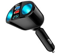 120W Car Cigarette Lighter Adapter,12V/24V Dual USB C QC3.0 & PD Charger Multi-Socket Splitter Double Car Lighter Adapter with LED Voltmeter Fast Charging for Phones,GPS,Dashcam Vehicle Devices